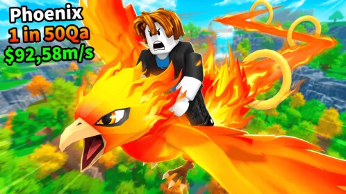 Ride A Pet player riding a Phoenix across the Roblox map
